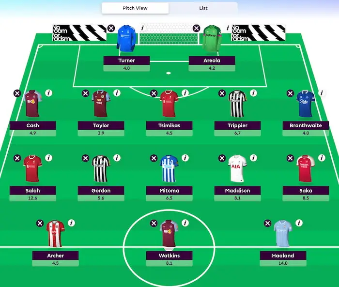 gameweek 10 wildcard team